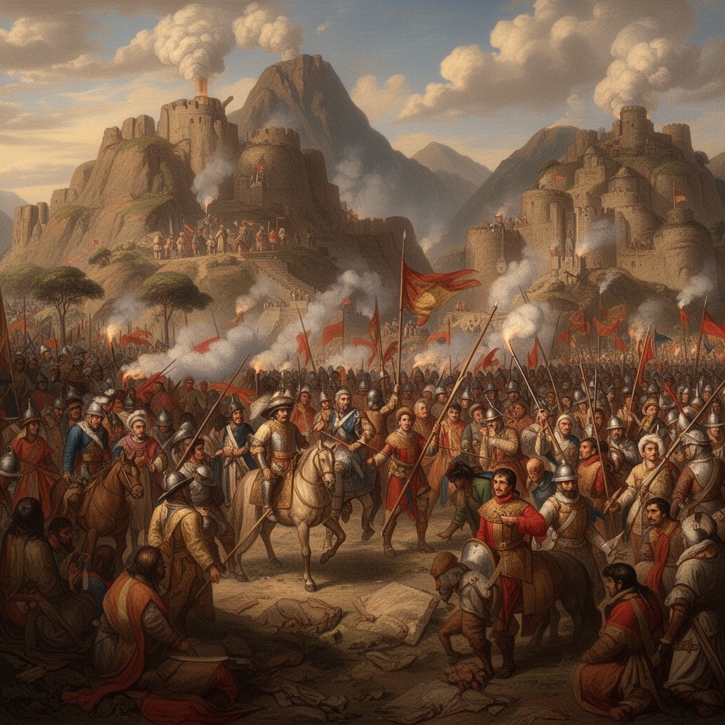 AI-generated illustration of Spanish conquest of the Inca Empire