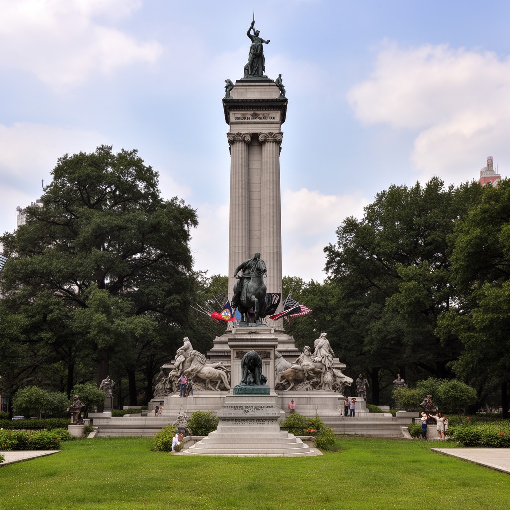 AI-generated illustration of Soldiers and Sailors Monument area