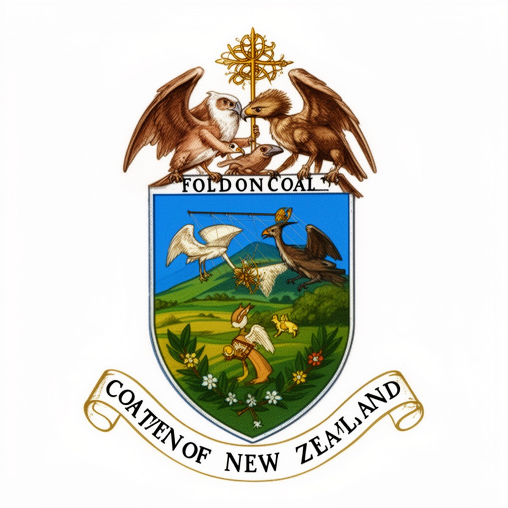 AI-generated illustration of Coat of arms of New Zealand