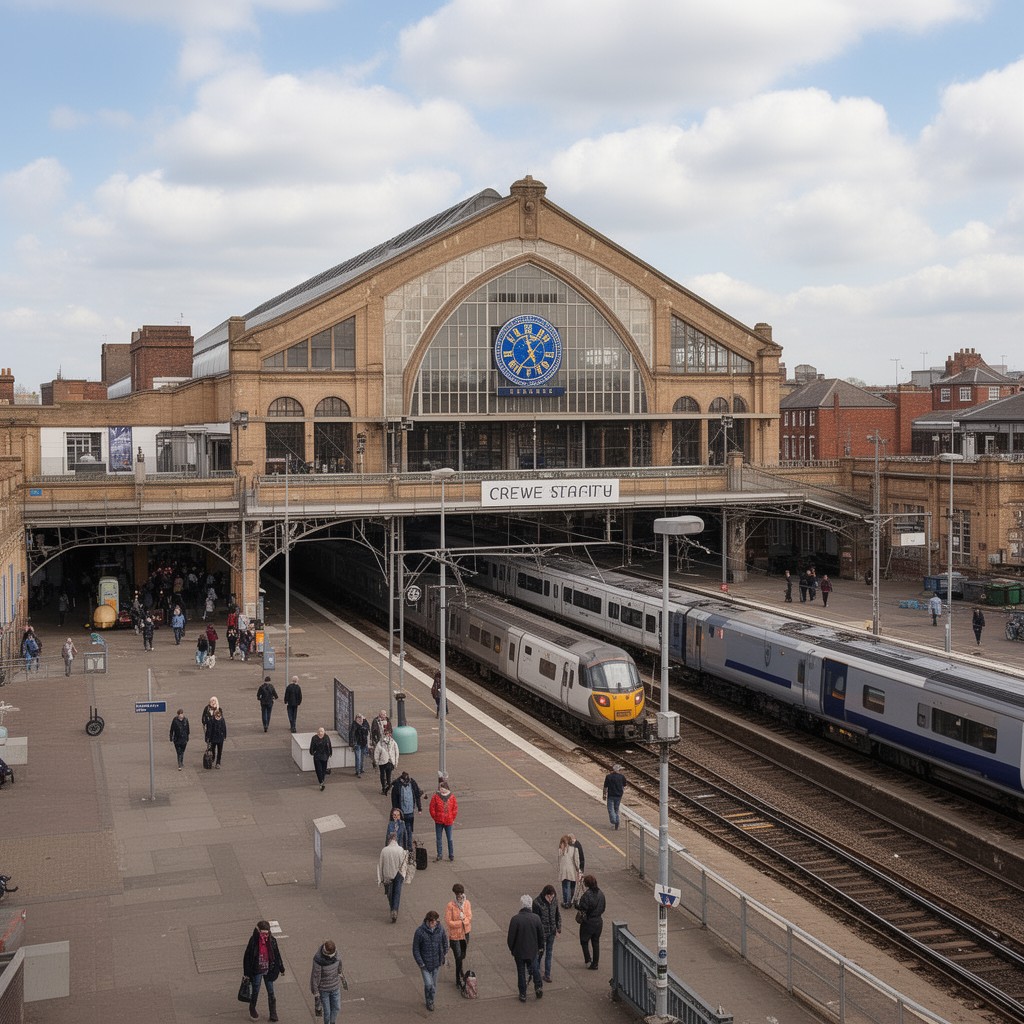 AI-generated illustration of Crewe railway station