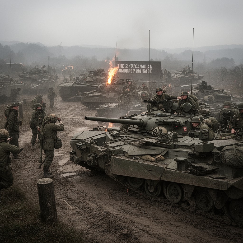 AI-generated illustration of 2nd Canadian Armoured Brigade