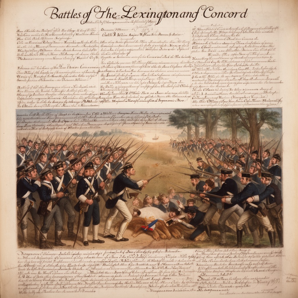 AI-generated illustration of Battles of Lexington and Concord