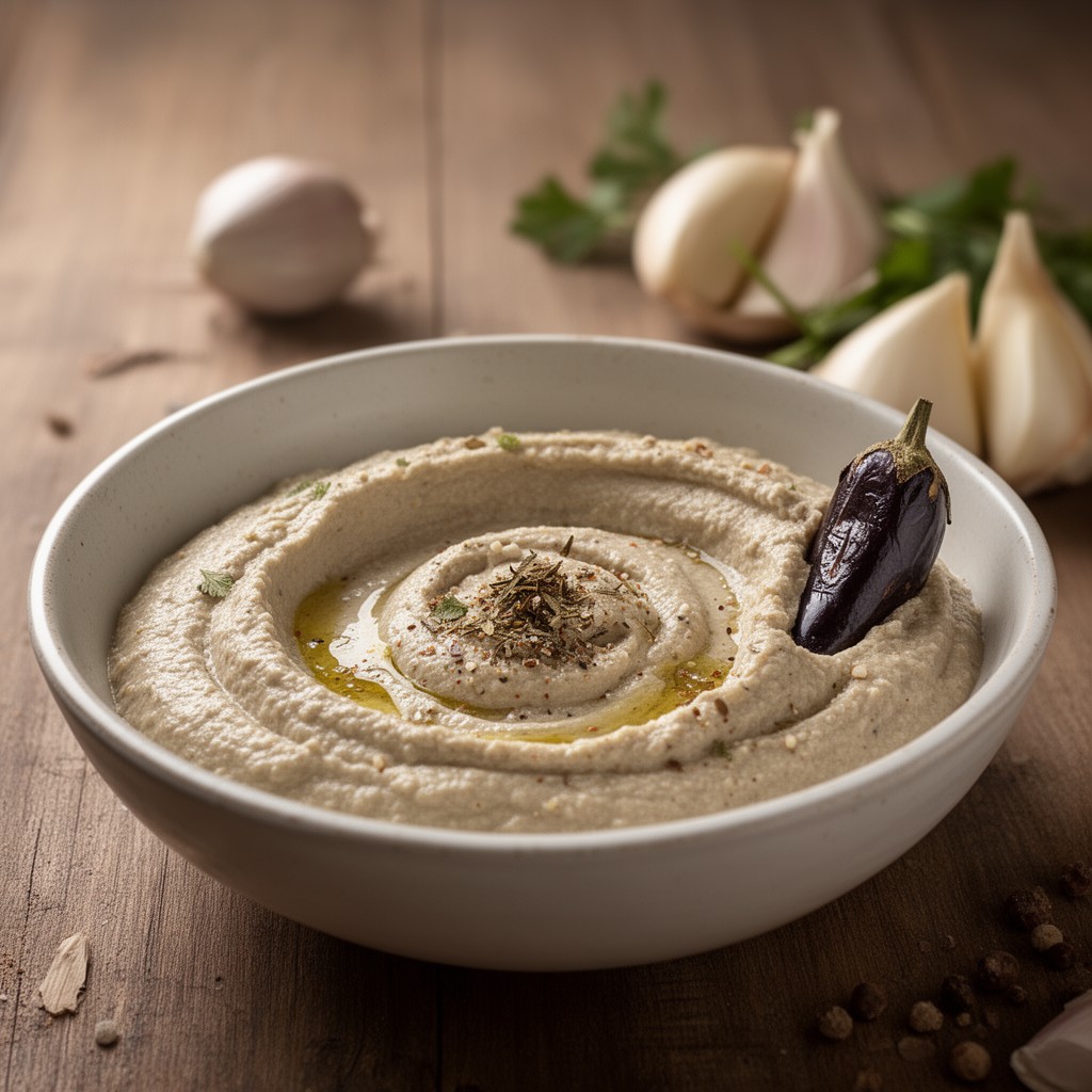 AI-generated illustration of baba ghanoush