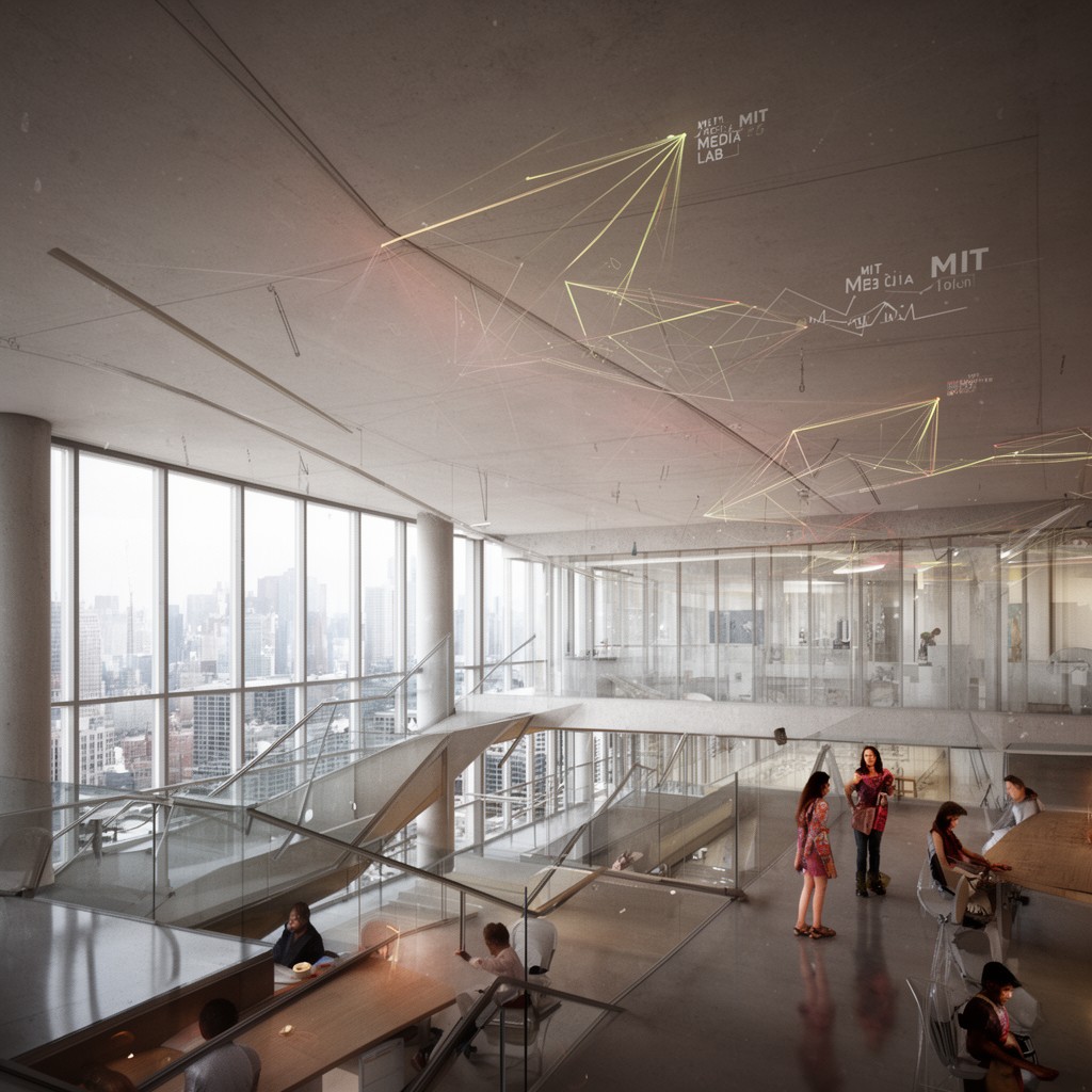 AI-generated illustration of MIT Media Lab