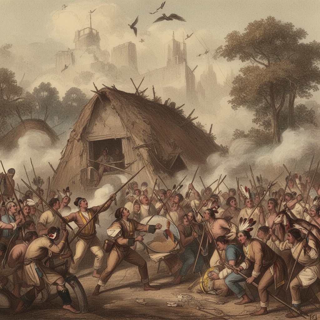 AI-generated illustration of British–Native American wars