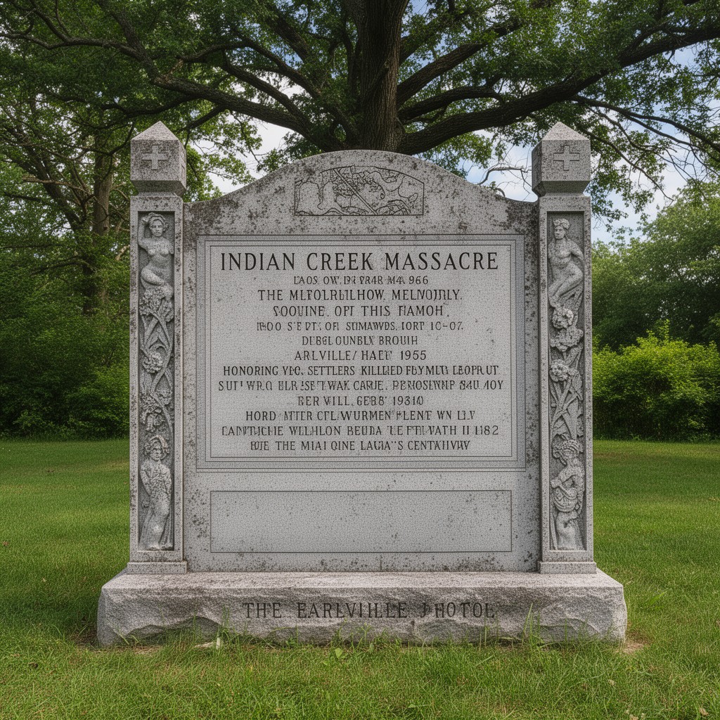 AI-generated illustration of Indian Creek Massacre Memorial near Earlville, Illinois