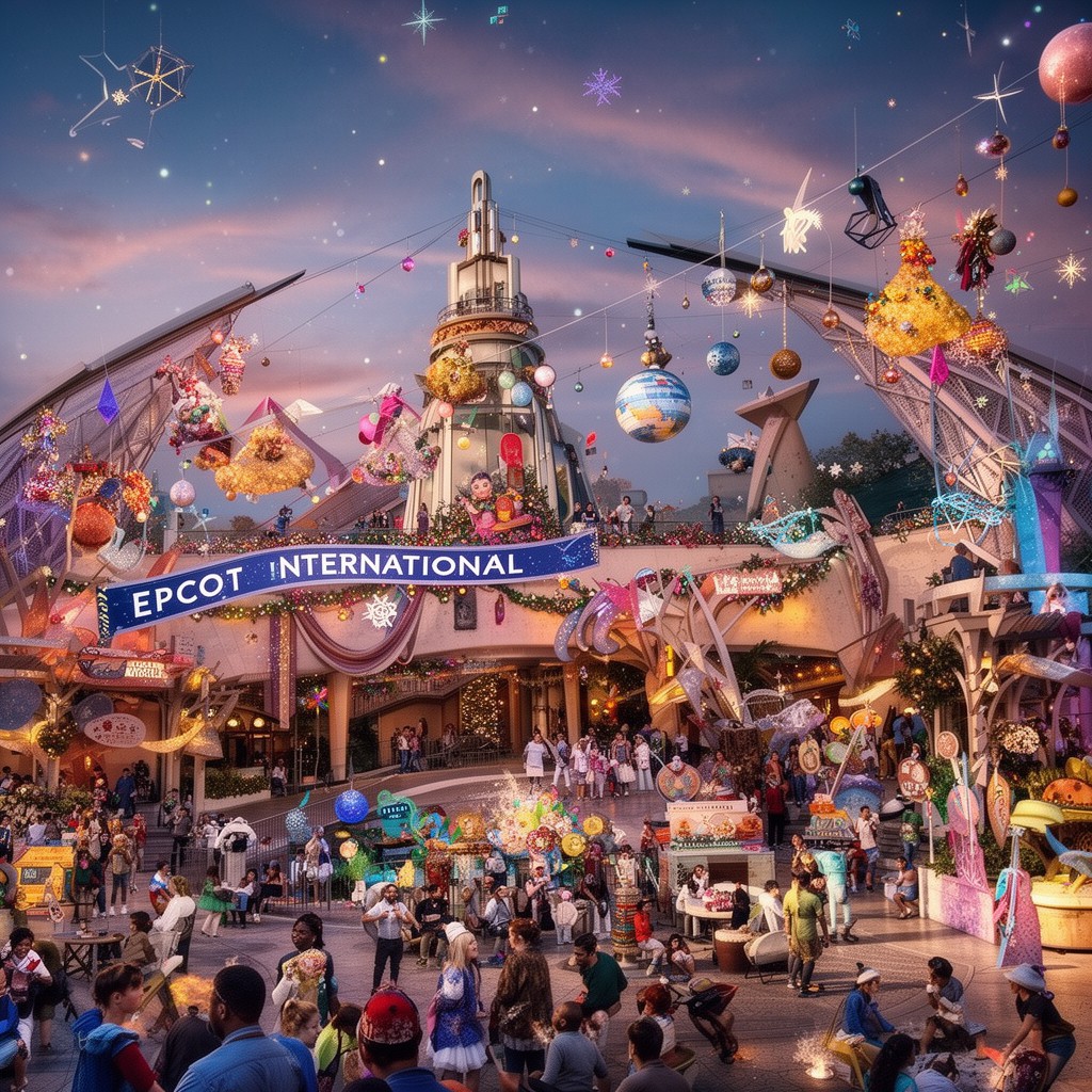 AI-generated illustration of Epcot International Festival of the Holidays