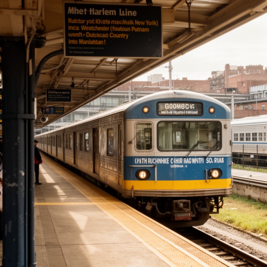 AI-generated illustration of Harlem Line of the Metro-North Railroad