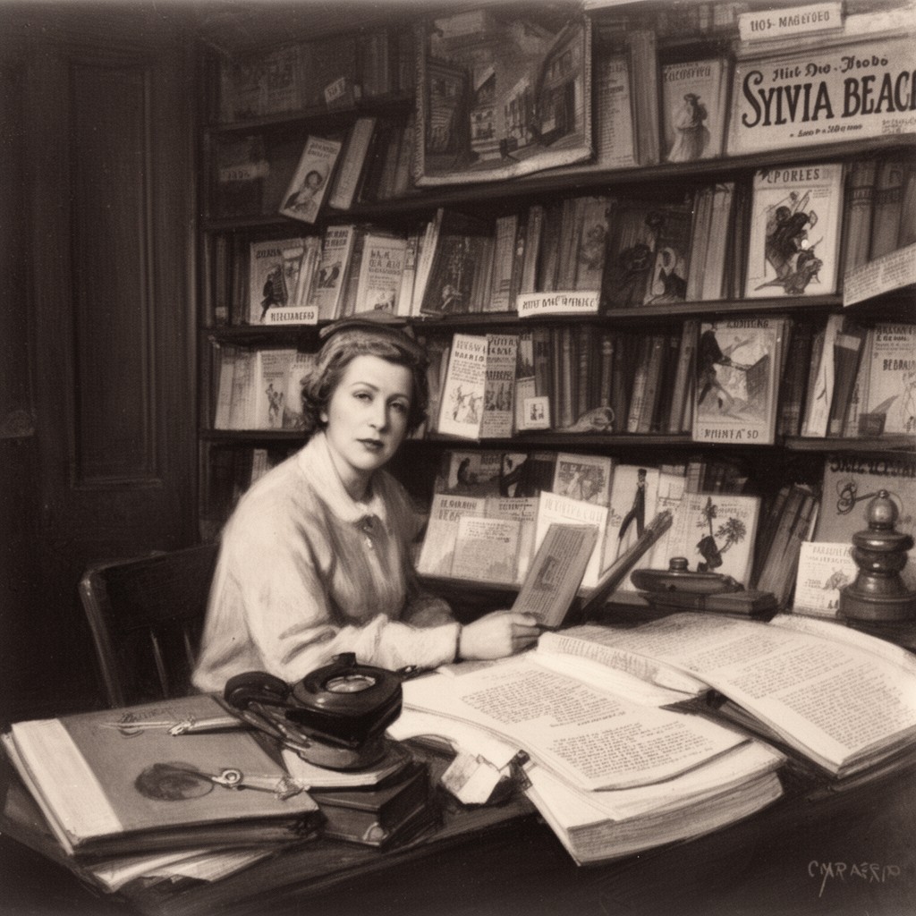 AI-generated illustration of Sylvia Beach