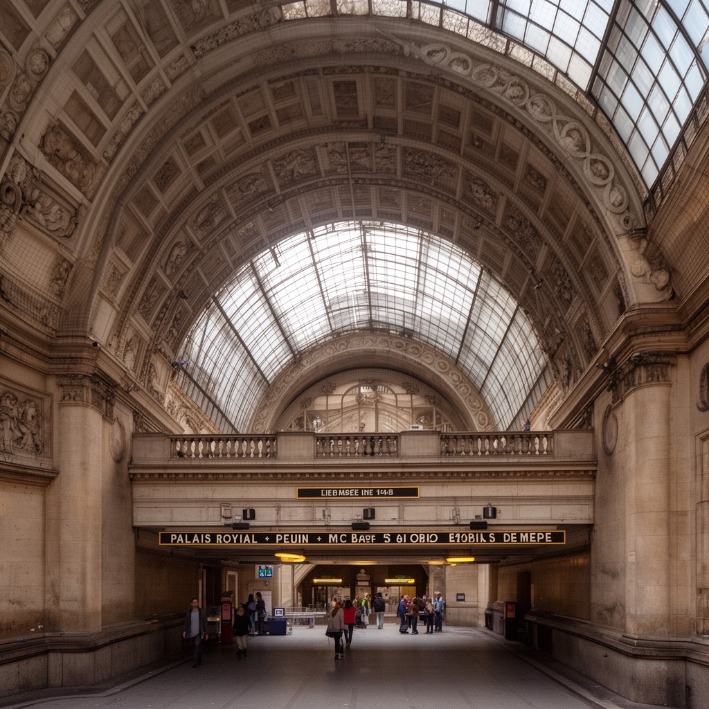 AI-generated illustration of Palais Royal – Musée du Louvre metro station