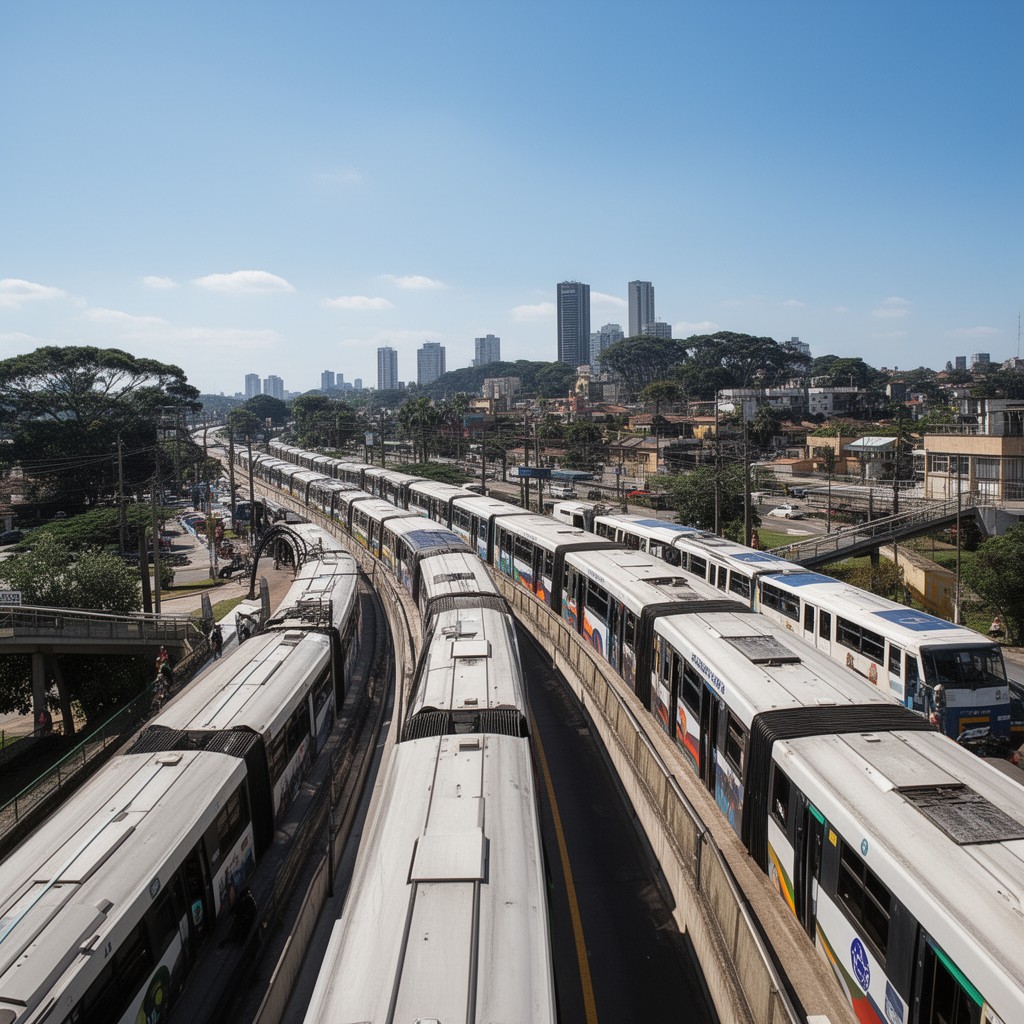 AI-generated illustration of Curitiba BRT system