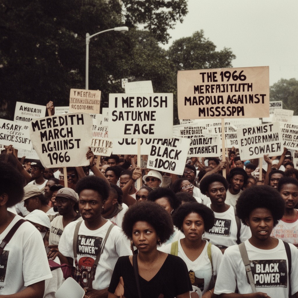 AI-generated illustration of 1966 Meredith March Against Fear