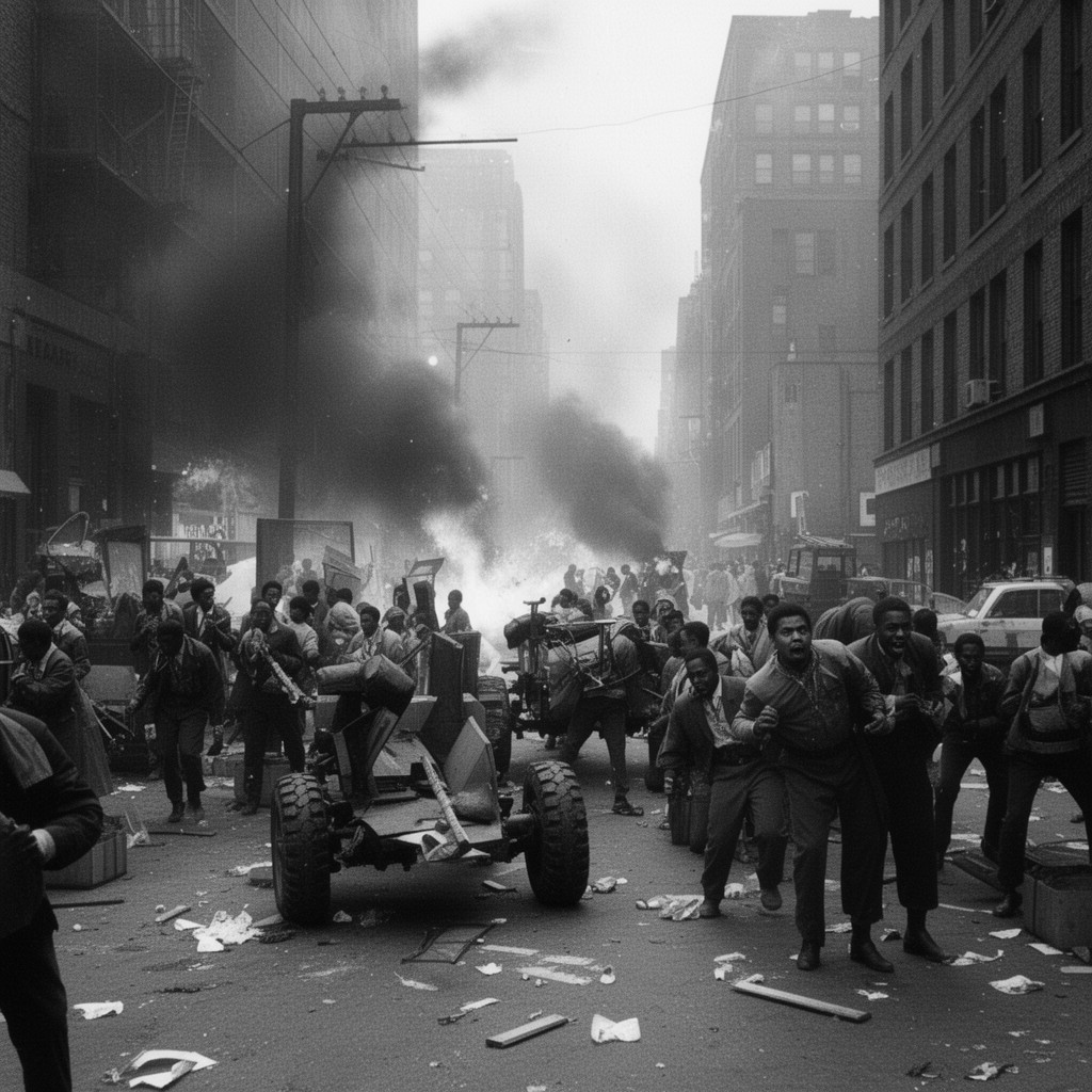 AI-generated illustration of 1967 Newark riots