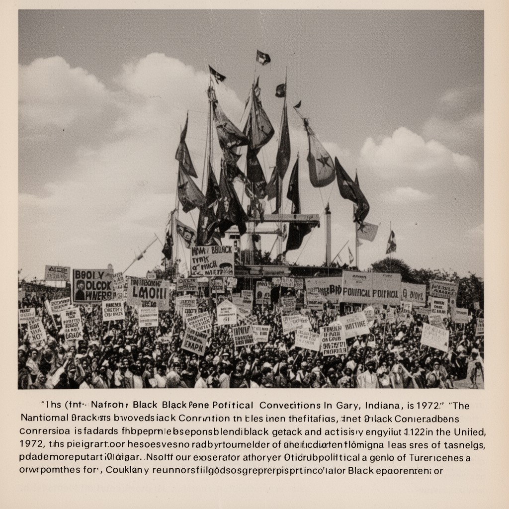 AI-generated illustration of National Black Political Convention in Gary, Indiana, 1972
