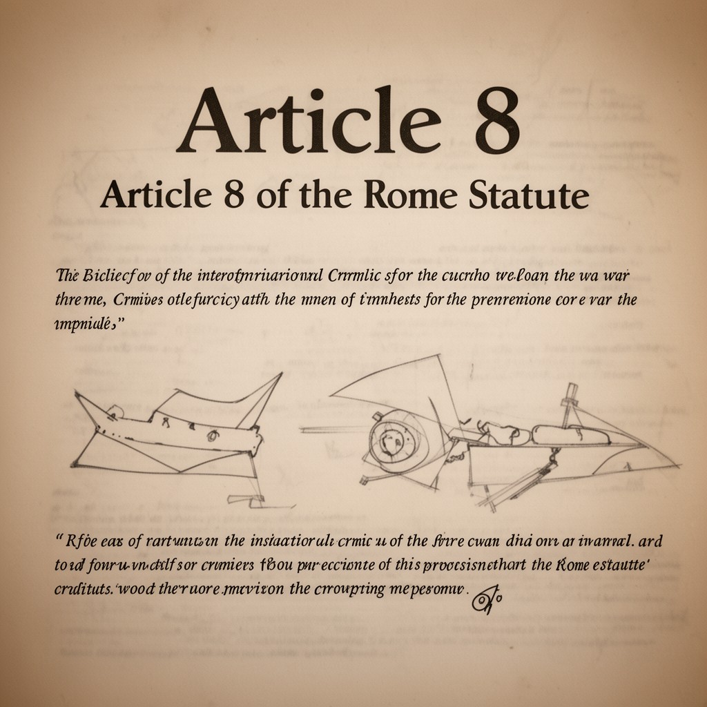 AI-generated illustration of Article 8 of the Rome Statute