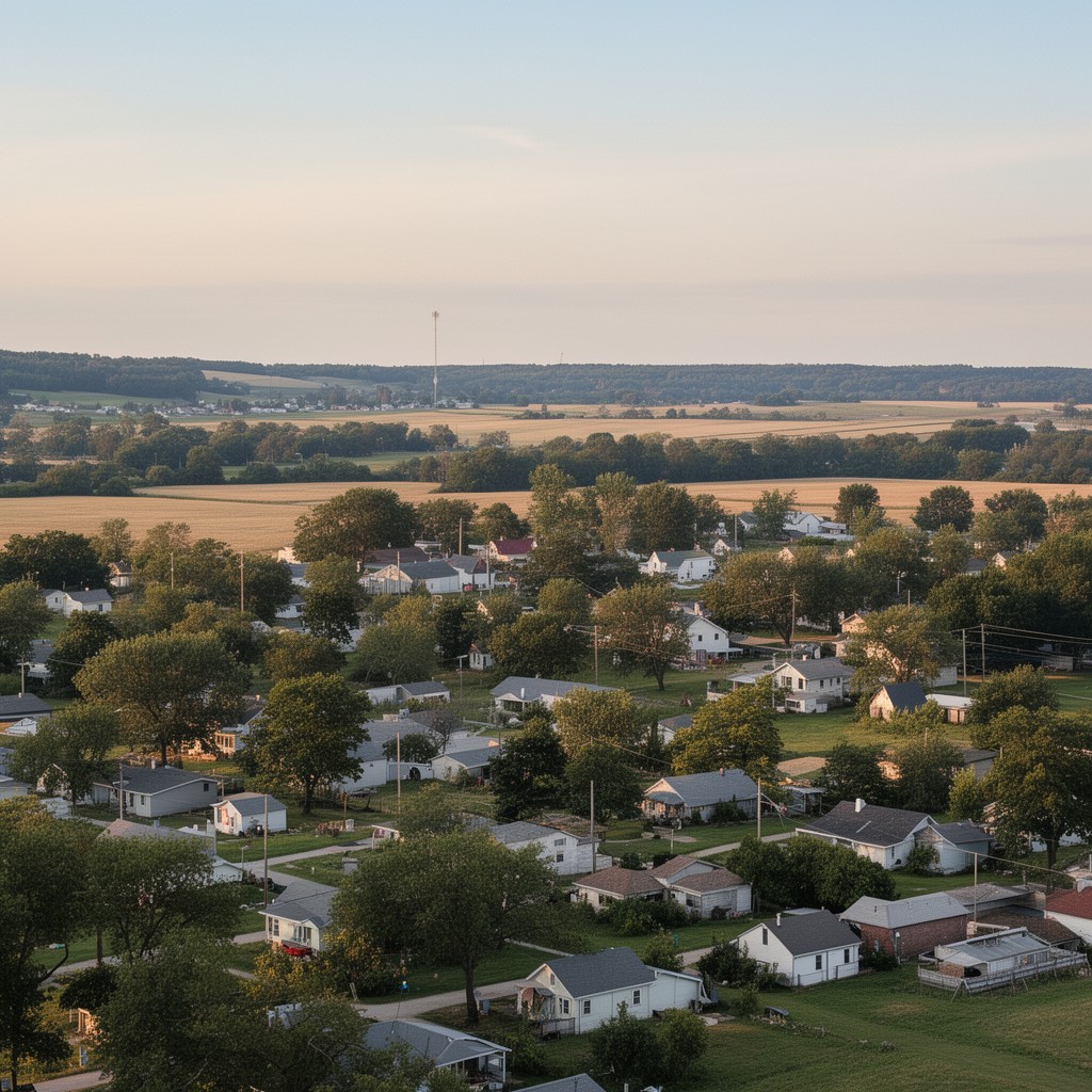 AI-generated illustration of Oxford, Iowa