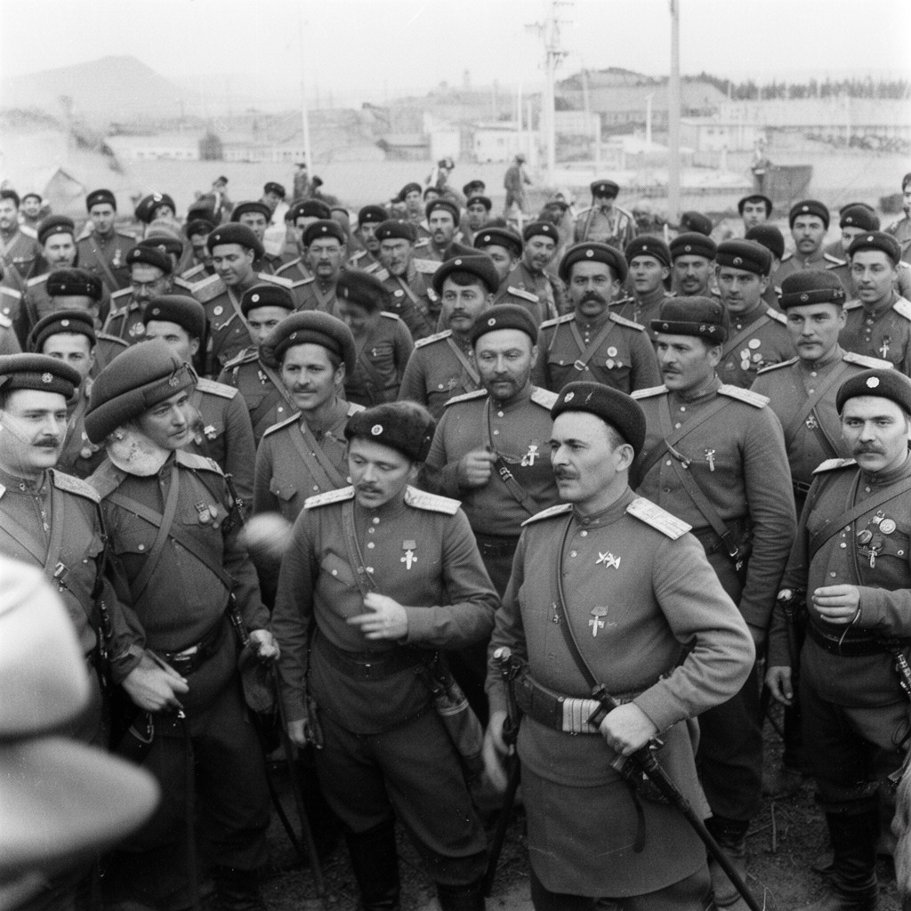 AI-generated illustration of Orenburg Cossack forces