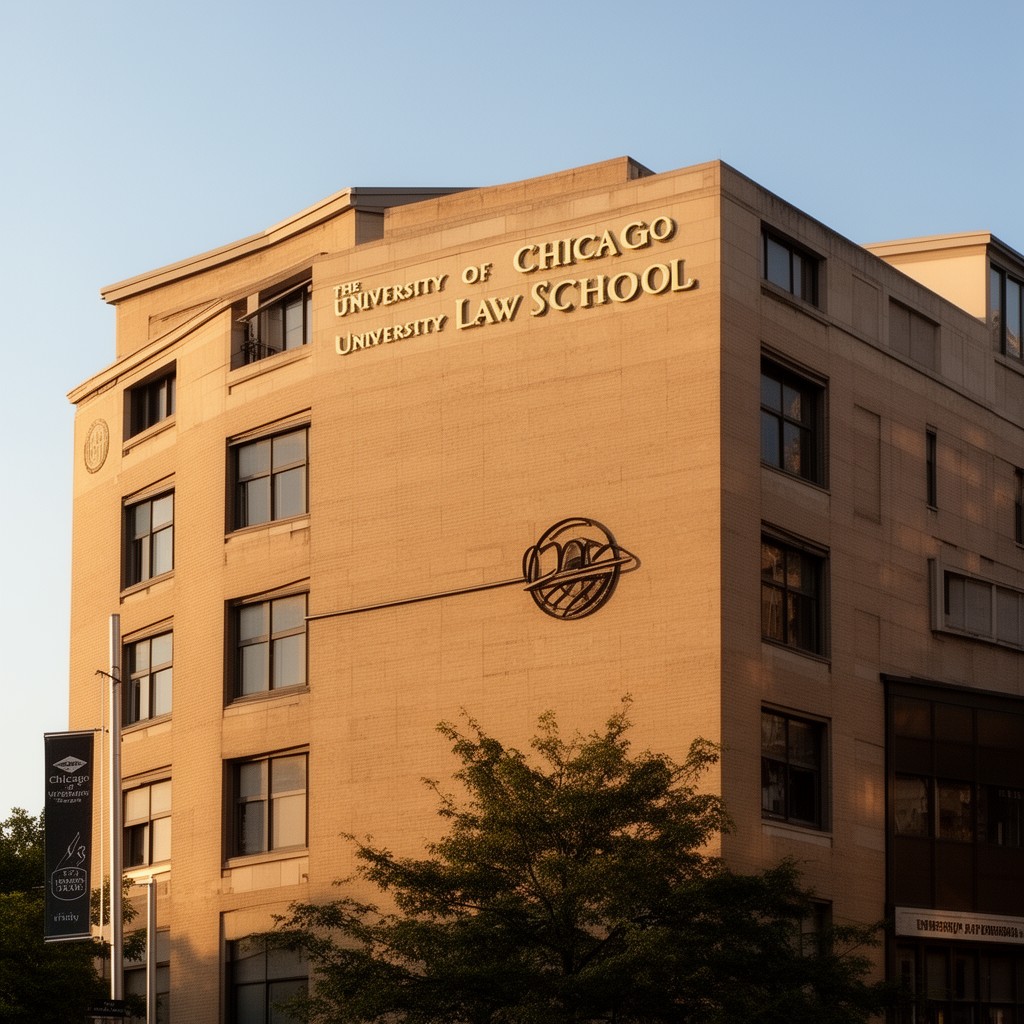 AI-generated illustration of University of Chicago Law School