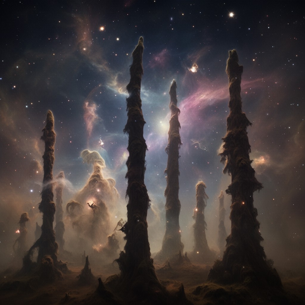 AI-generated illustration of Pillars of Creation