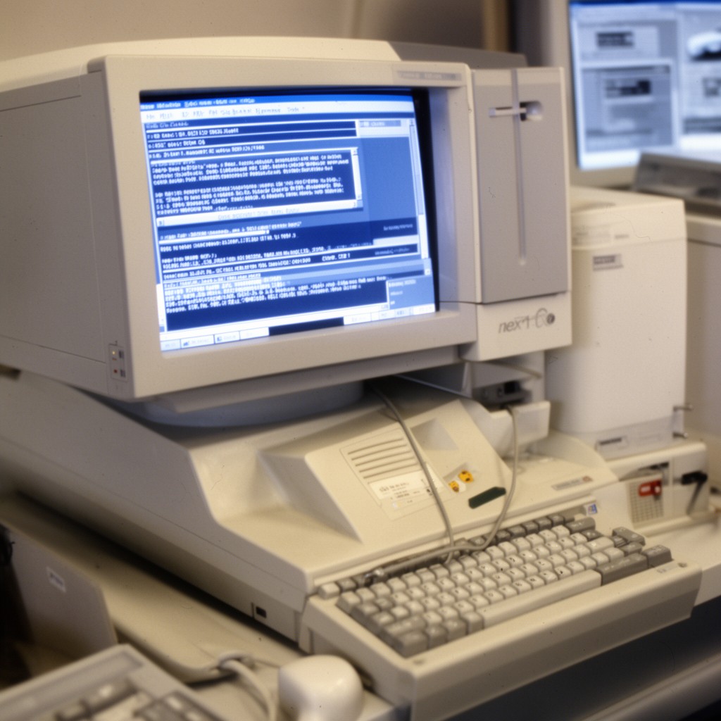 AI-generated illustration of NeXTstation in 1990