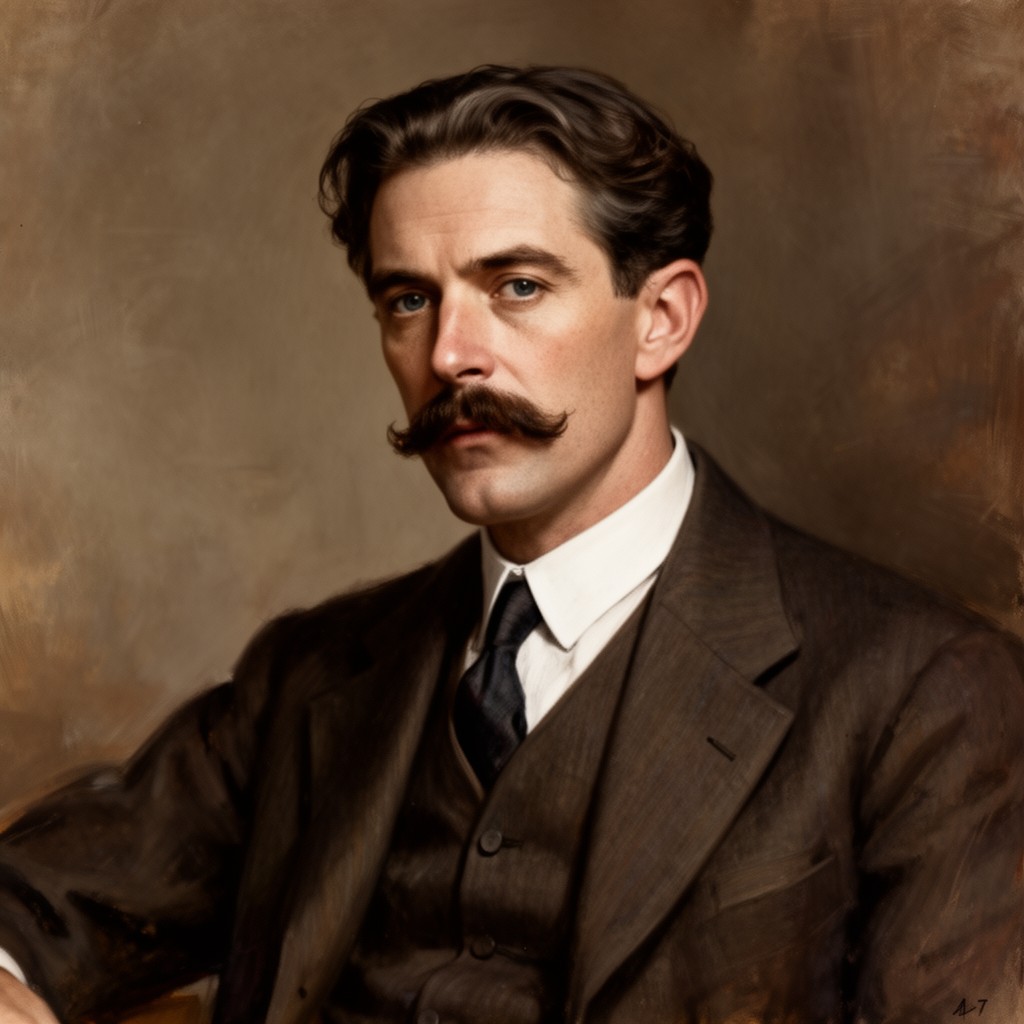 AI-generated illustration of James Joyce