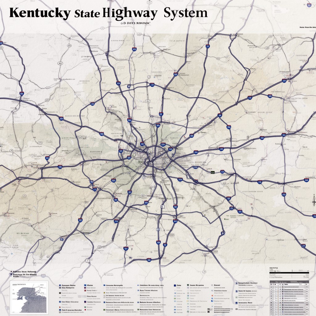AI-generated illustration of Kentucky state highway system