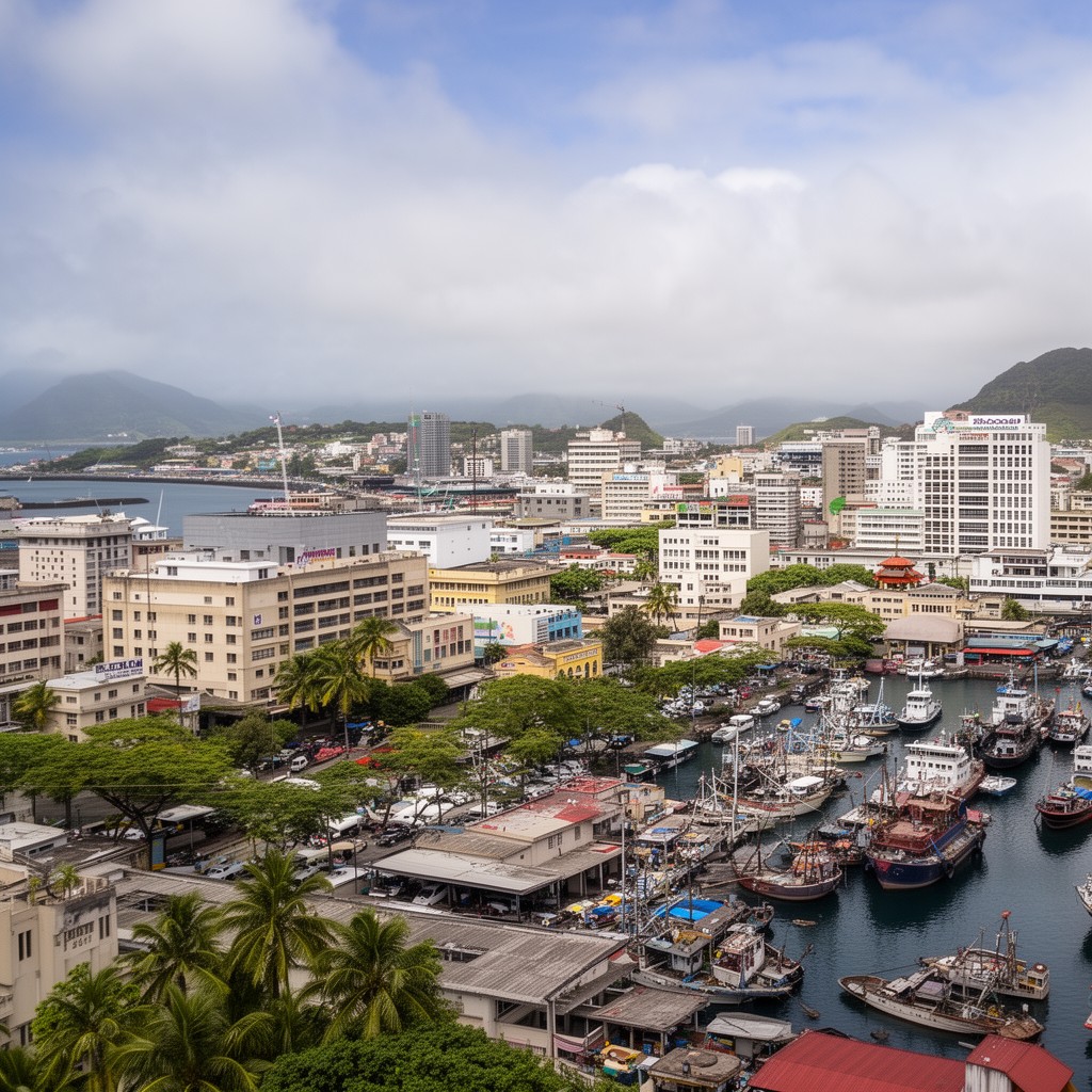 AI-generated illustration of Port Louis