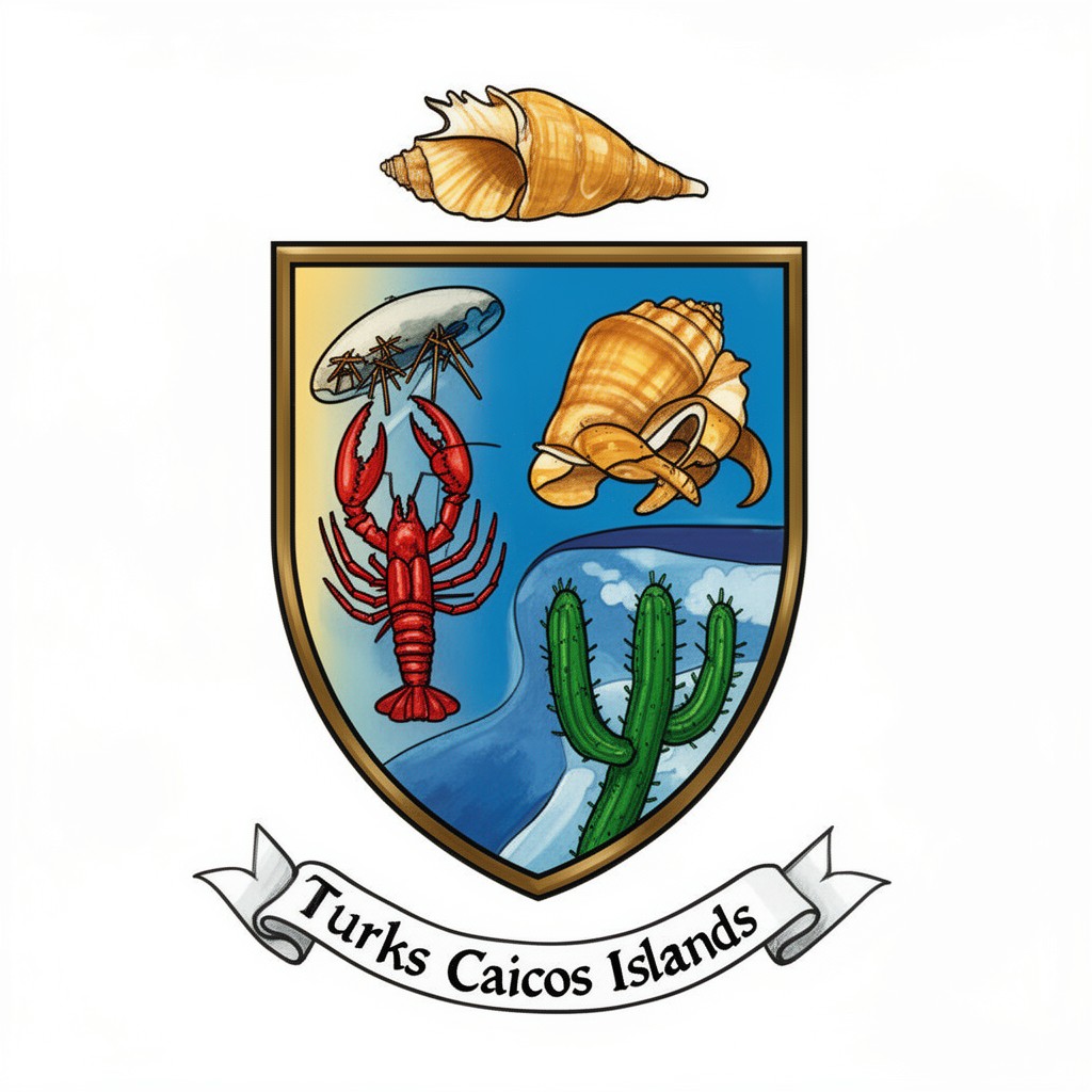 AI-generated illustration of coat of arms of the Turks and Caicos Islands