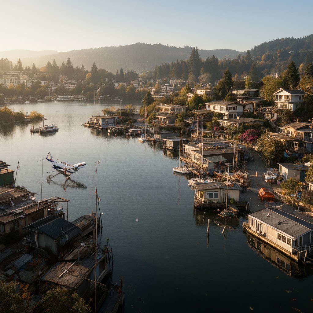 AI-generated illustration of Lake Union
