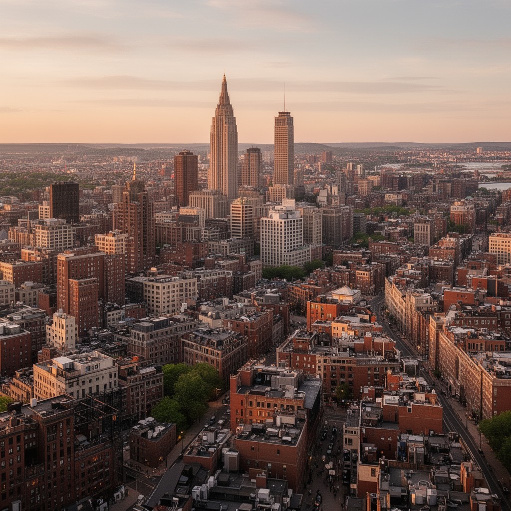 AI-generated illustration of Boston urban core