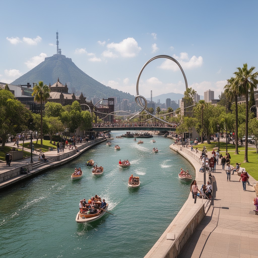 AI-generated illustration of Santa Lucía Riverwalk