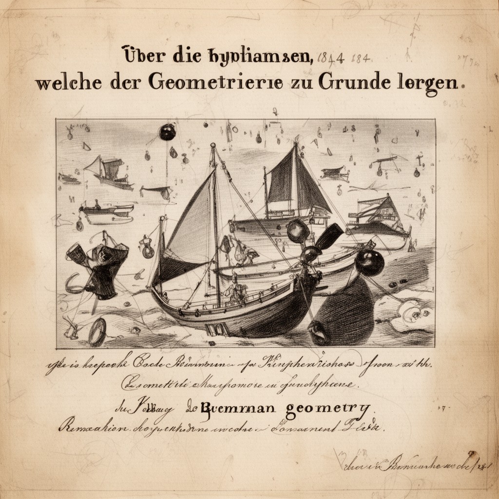 AI-generated illustration of Über die Hypothesen, welche der Geometrie zu Grunde liegen