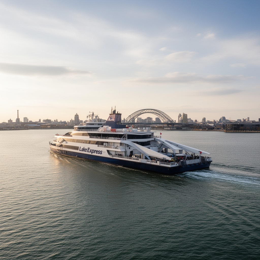 AI-generated illustration of Lake Express high-speed ferry