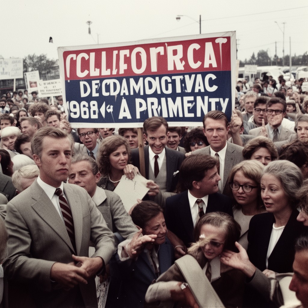 AI-generated illustration of 1968 California Democratic presidential primary