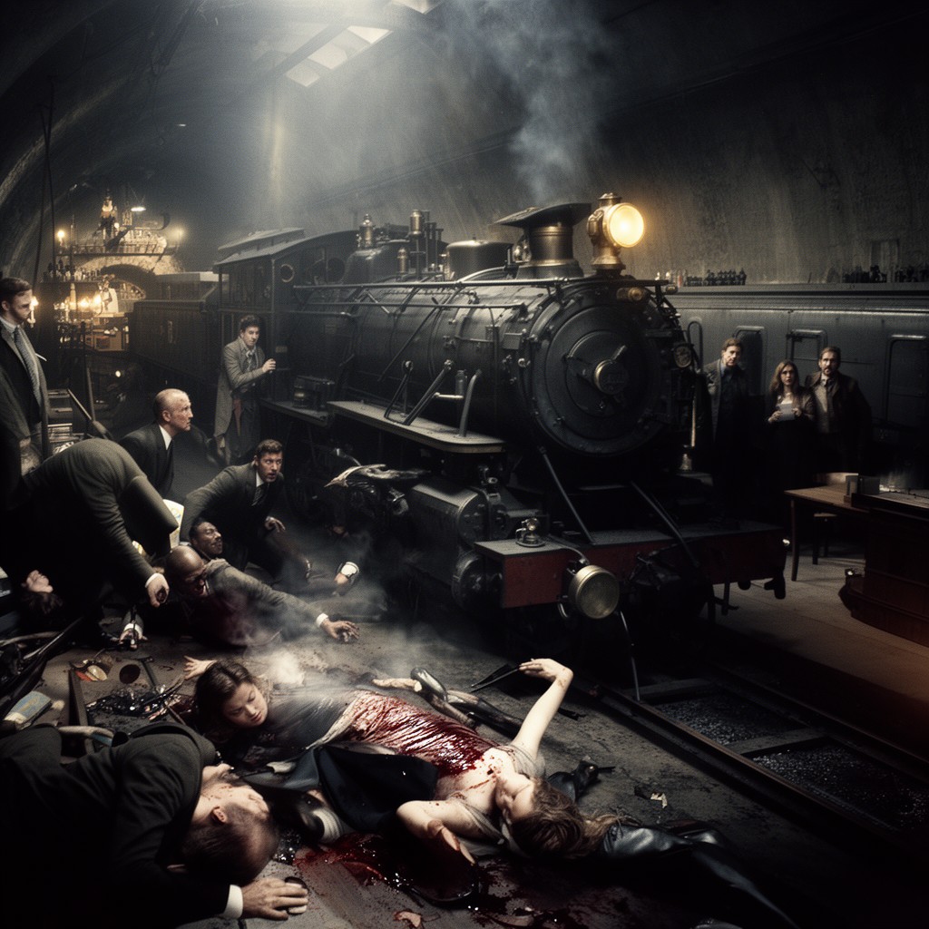 AI-generated illustration of Murder on the Orient Express (2017 film)