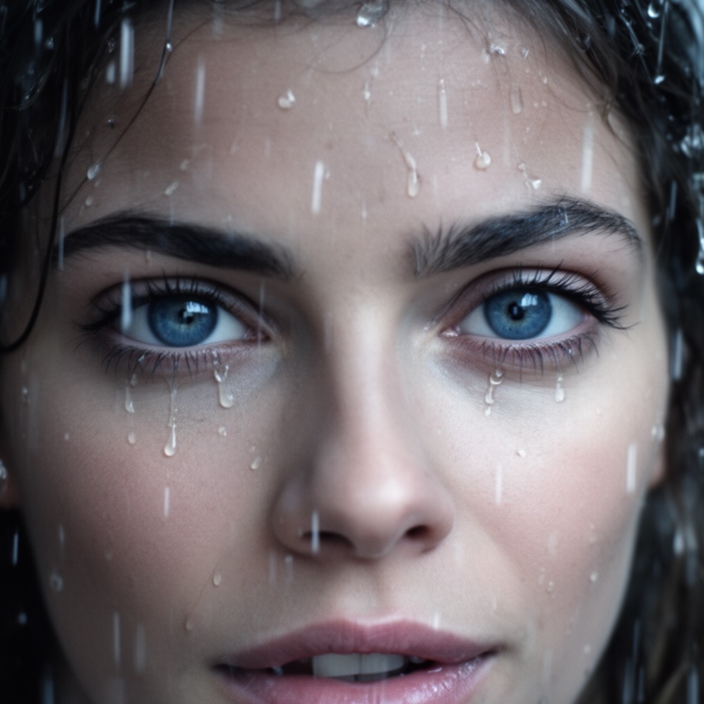 AI-generated illustration of Blue Eyes Crying in the Rain