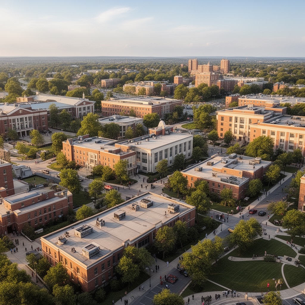 AI-generated illustration of University at Buffalo North Campus
