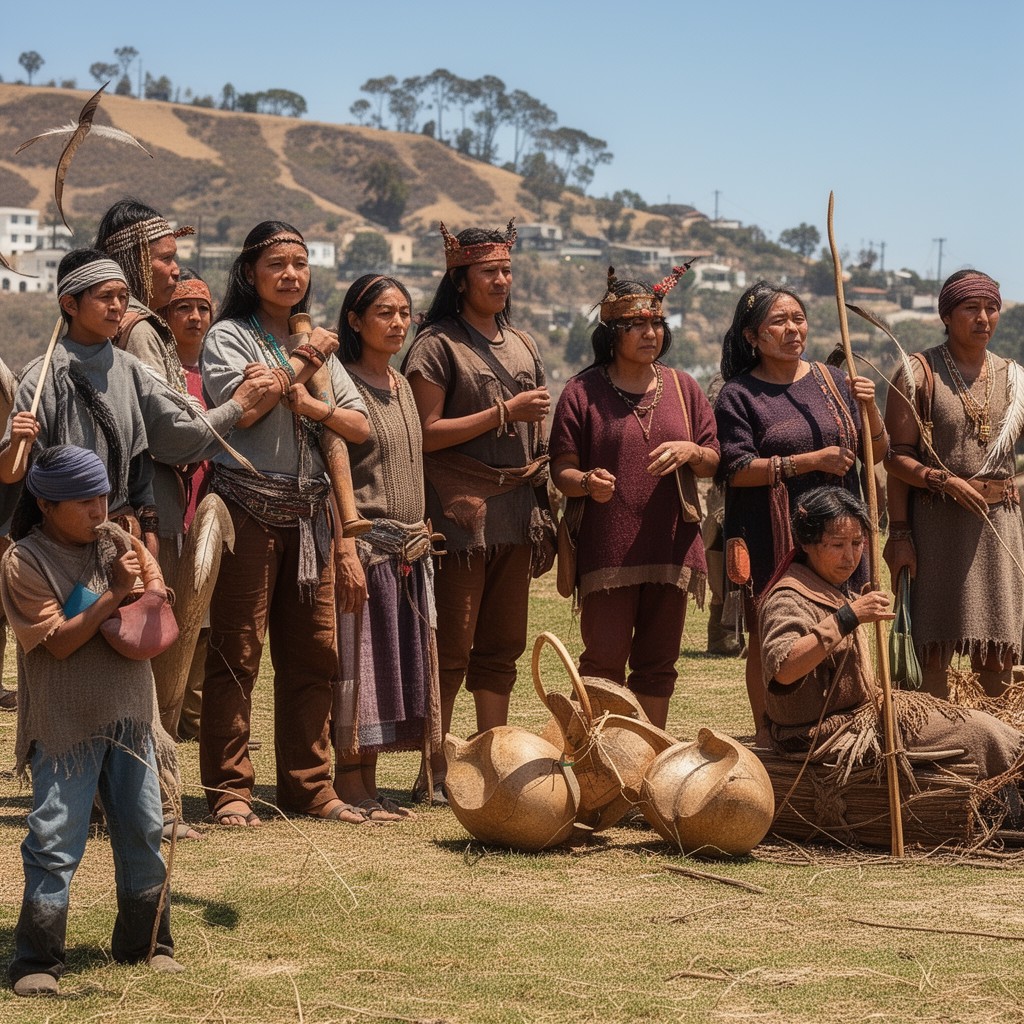 AI-generated illustration of Tongva people