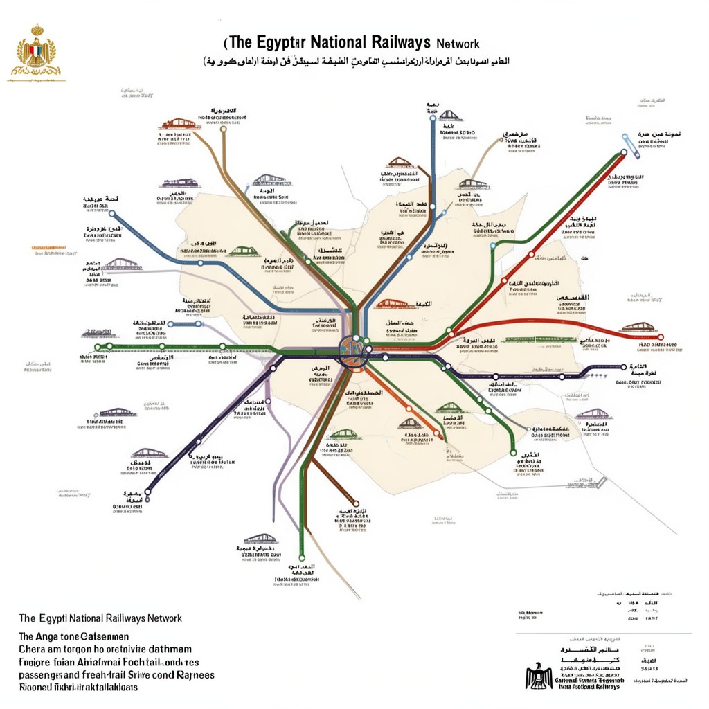 AI-generated illustration of Egyptian National Railways network