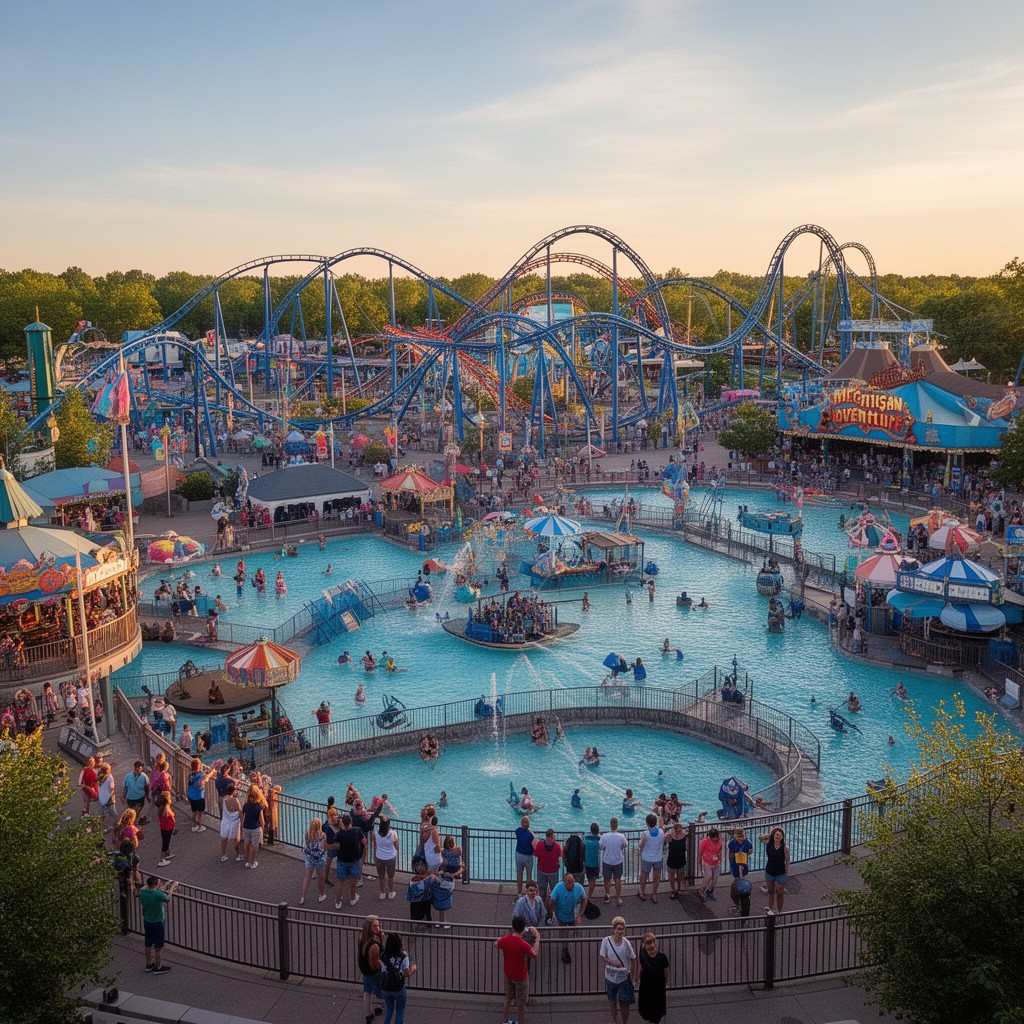 AI-generated illustration of Michigan’s Adventure amusement park