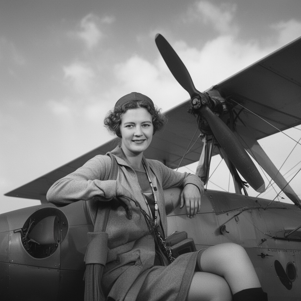 AI-generated illustration of Amelia Earhart