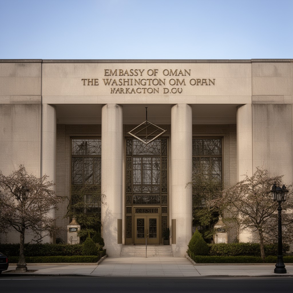 AI-generated illustration of Embassy of Oman in Washington, D.C.