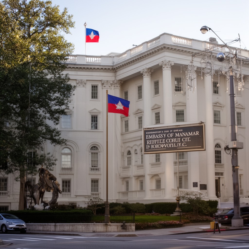 AI-generated illustration of Embassy of Myanmar in Washington, D.C.