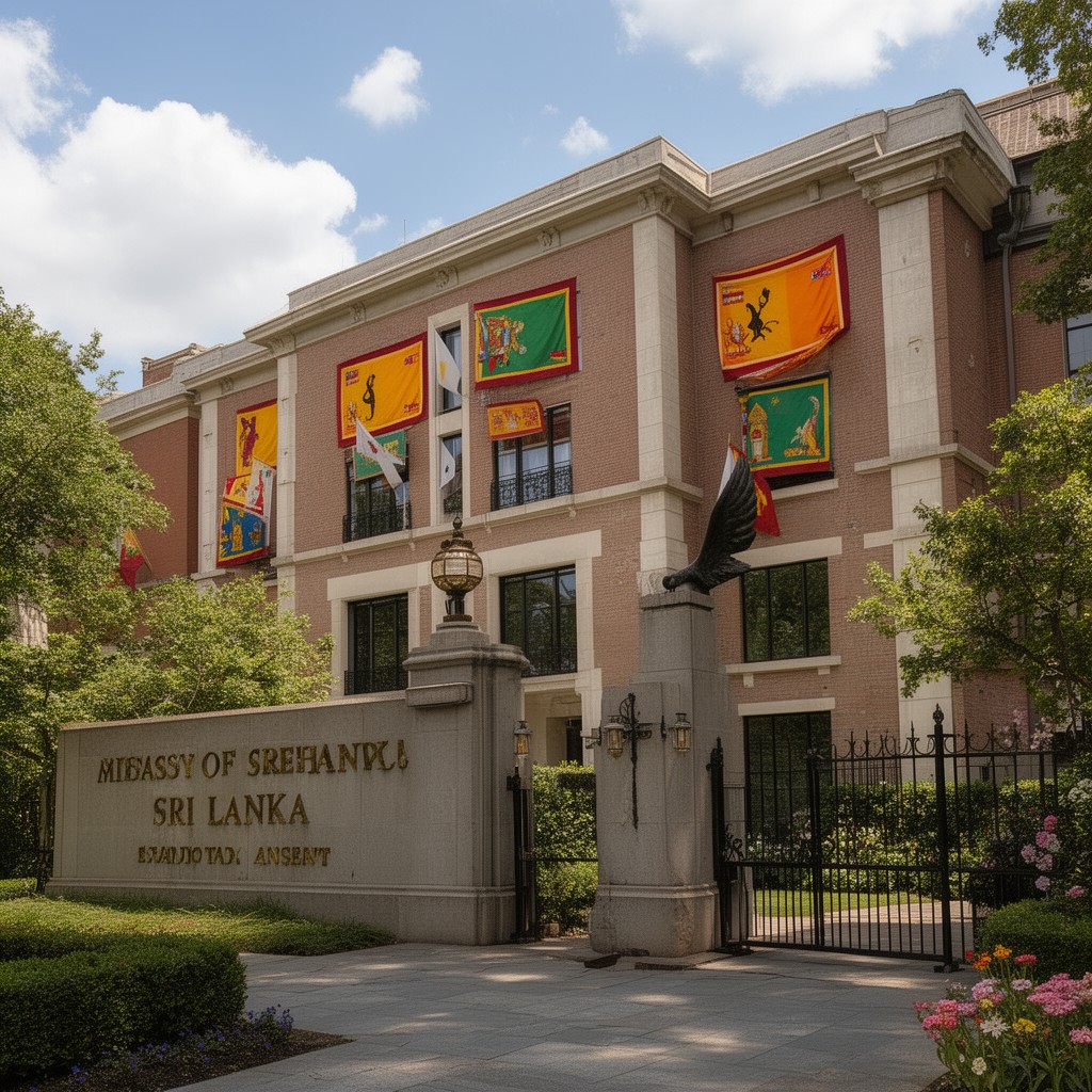 AI-generated illustration of Embassy of Sri Lanka in Washington, D.C.
