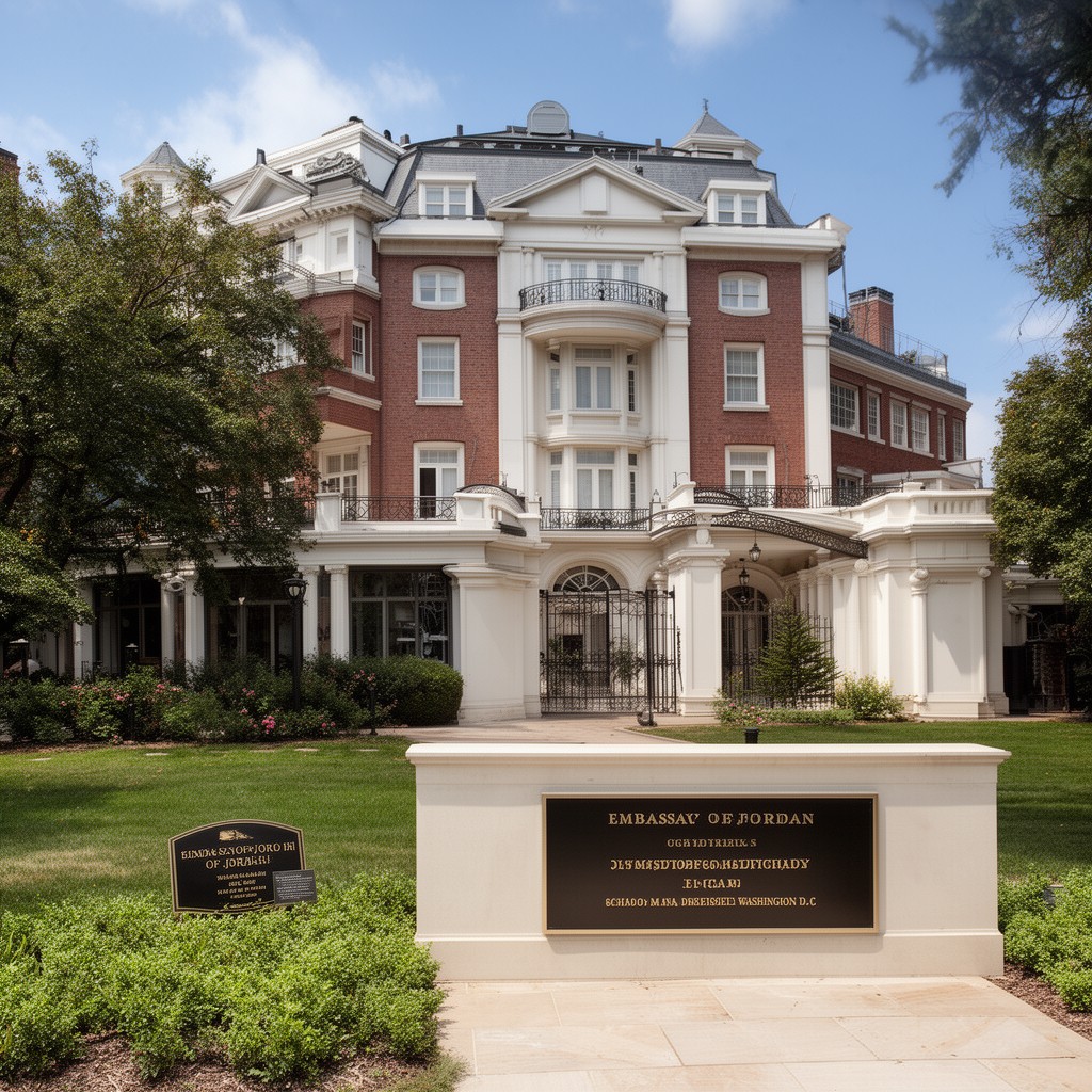 AI-generated illustration of Embassy of Jordan in Washington, D.C.