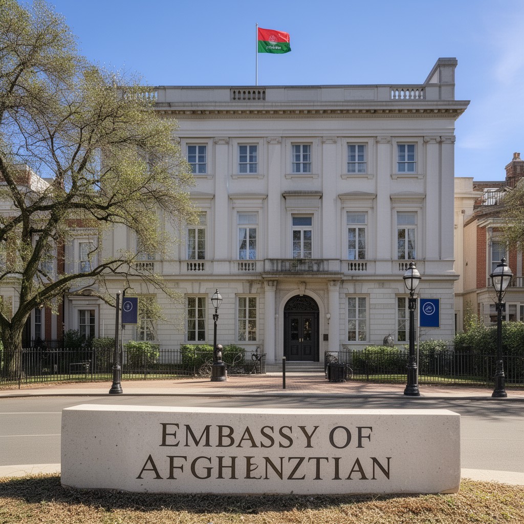 AI-generated illustration of Embassy of Afghanistan in Washington, D.C.