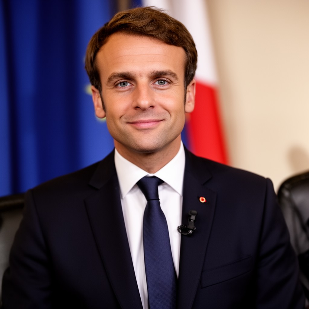 AI-generated illustration of Emmanuel Macron