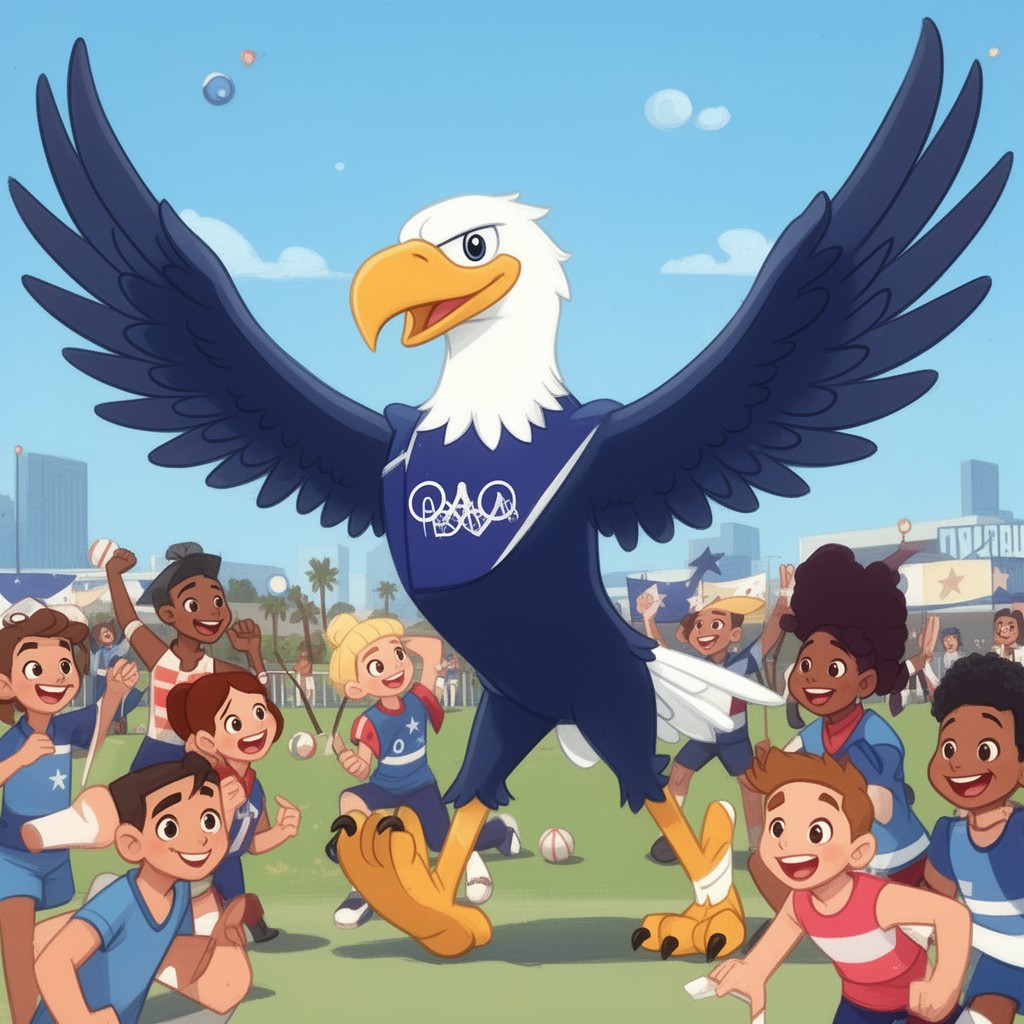 AI-generated illustration of Sam the Olympic Eagle