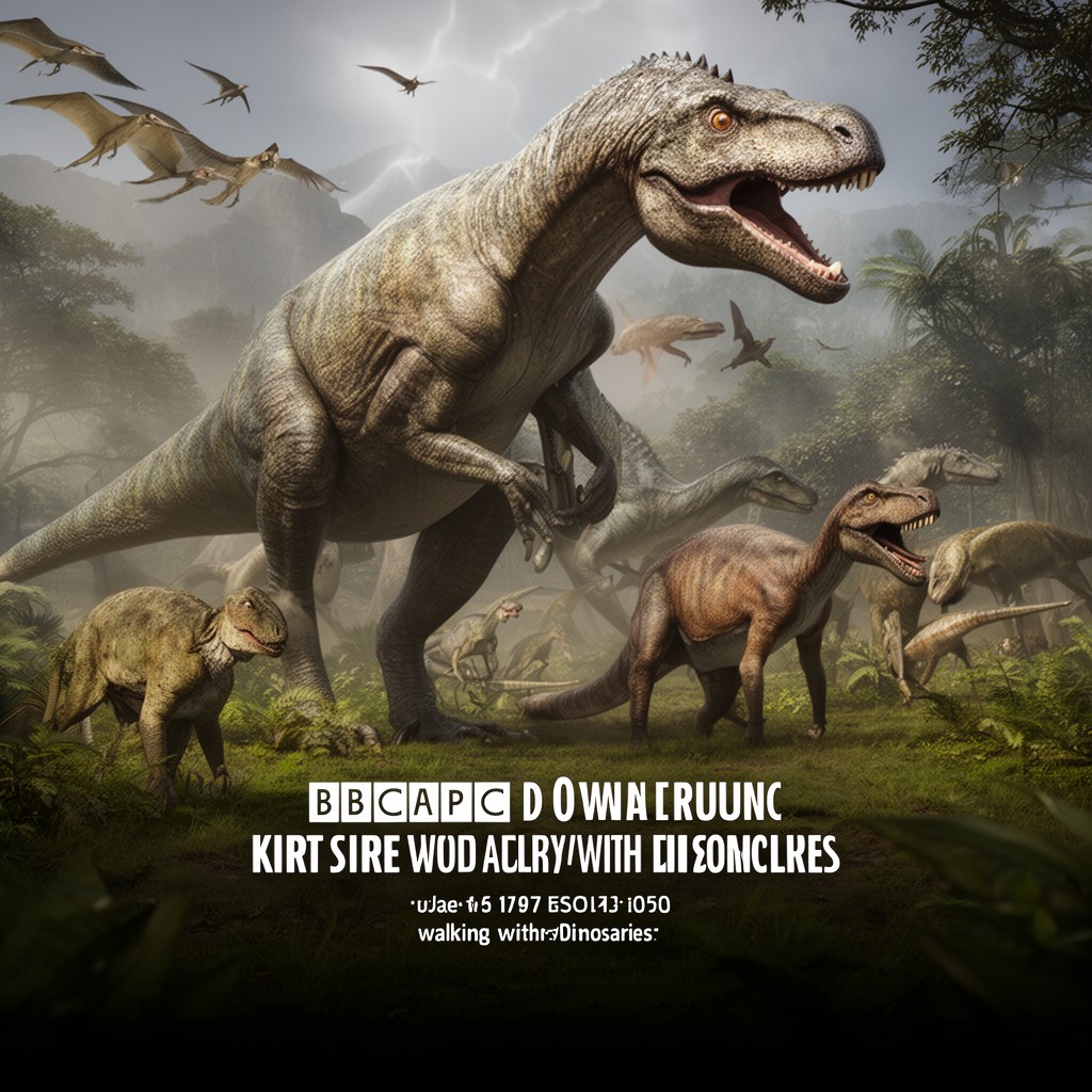 AI-generated illustration of BBC series Walking with Dinosaurs