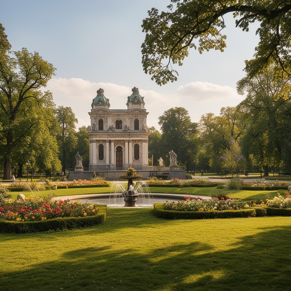 AI-generated illustration of Łazienki Park